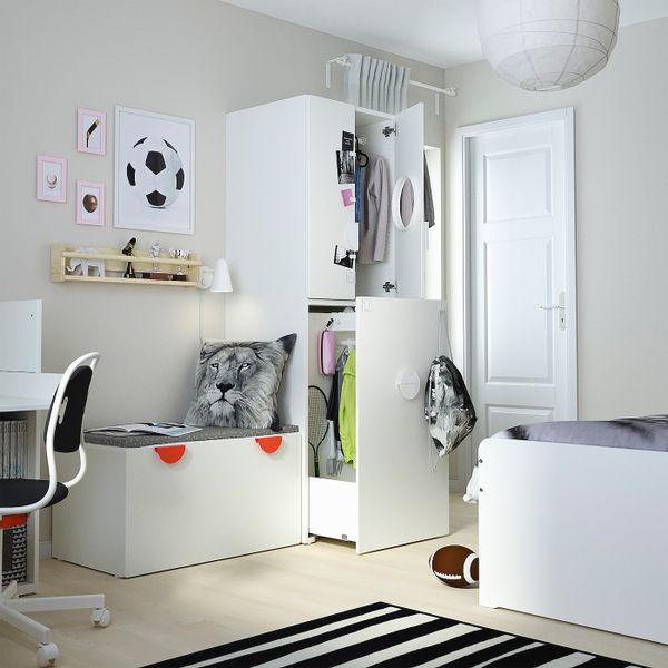 Гардероб с выдвижным модулем, белый белый/с платяной штангой 60x57x196 см IKEA SMÅSTAD СМОСТАД 194.284.36 - фото 21