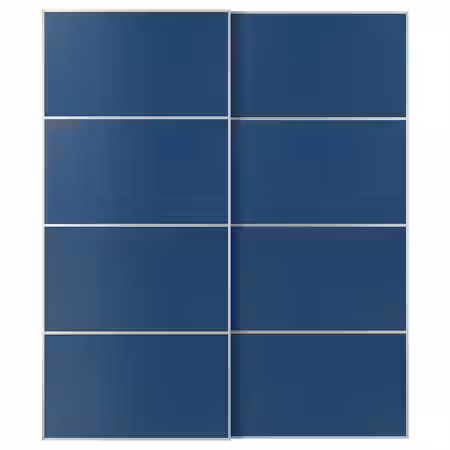 MEHAMN Пара раздвижных дверей - алюминий/двусторонний синий 200x236 см