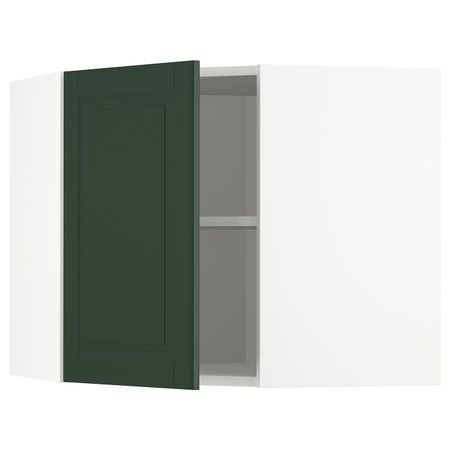 Угловой навесной шкаф с полками, белый/Будбин темно-зеленый 68x60 см IKEA METOD МЕТОД 293.123.17