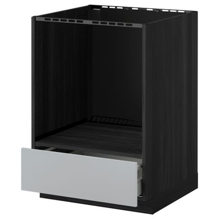 Напольный шкаф для духовки, с ящиком МЕТОД / МАКСИМЕРА, черный, Веддинге серый (60x60 см)