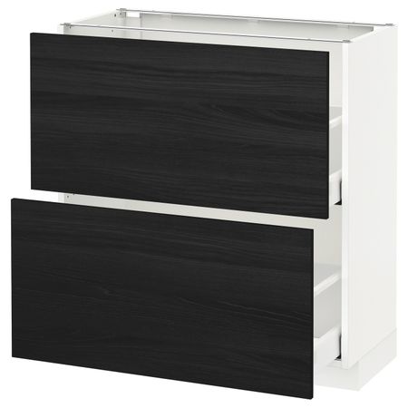 Напольный шкаф с 2 ящиками, белый, Тингсрид черный 80x37 см IKEA МЕТОД / МАКСИМЕРА 392.361.15