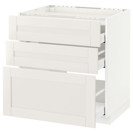 Напольный шкаф, 3 фронтальных панели, 3 ящика МЕТОД / МАКСИМЕРА, белый, Сэведаль белый