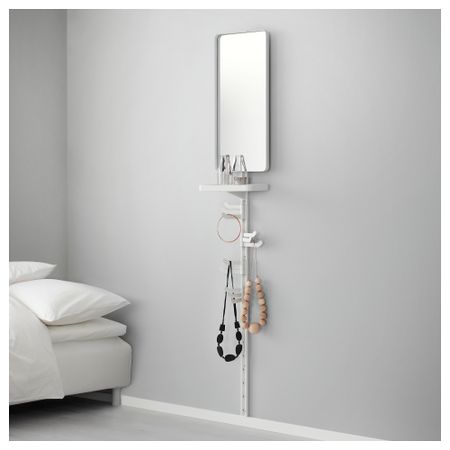 Настенная шина, зеркало, тройной крючок АЛЬГОТ, белый (30x22x197 см)