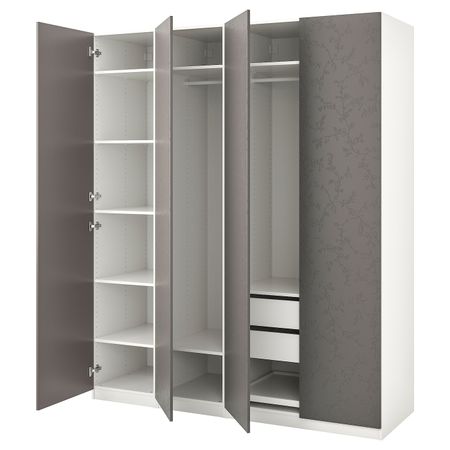 Гардероб, белый, Флорнес темно-серый 200x60x236 см IKEA ПАКС 493.001.58