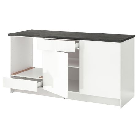 Напольный шкаф с дверцами и ящиком, глянцевый белый, 180 см IKEA KNOXHULT КНОКСХУЛЬТ 303.268.08