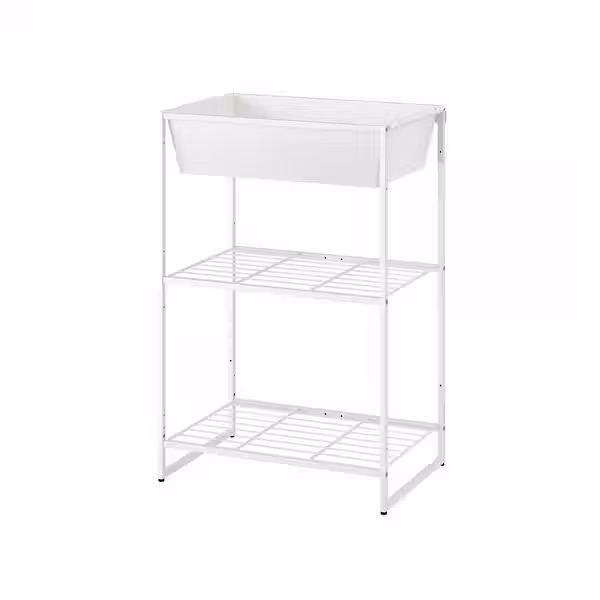 JOSTEIN Стеллаж с контейнером - д/дома/улицы/проволочный белый 61x40x90 см - фото 1