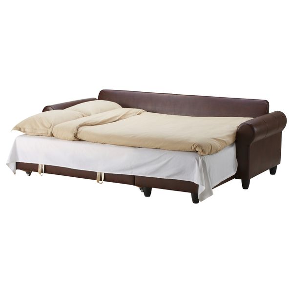 Диван-кровать с козеткой ФИКСХУЛЬТ, Раггиг темно-коричневый, под мрамор - фото 3