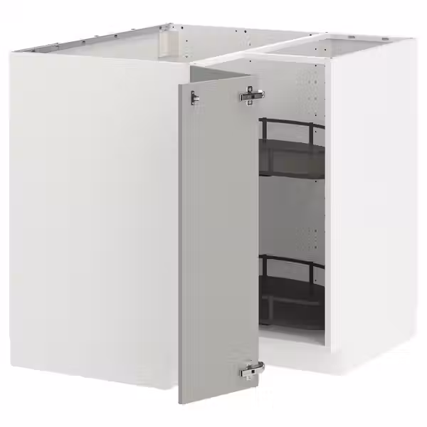 METOD Угловой напольн шкаф с вращающ секц - белый/Havstorp светло-серый 88x88 см - фото 1