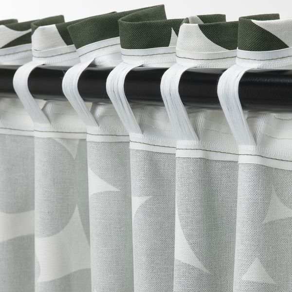 Гардины, 2 шт., 145x300 см, белый, темно-зеленый IKEA ROSENANEMON 905.401.55 - фото 7