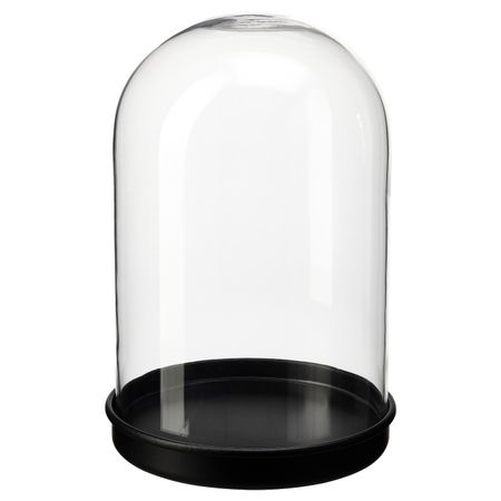 Стеклянный клош на подставке, прозрачное стекло/черный 21 см IKEA SKÖNJA СКЁНЬЯ 804.976.85