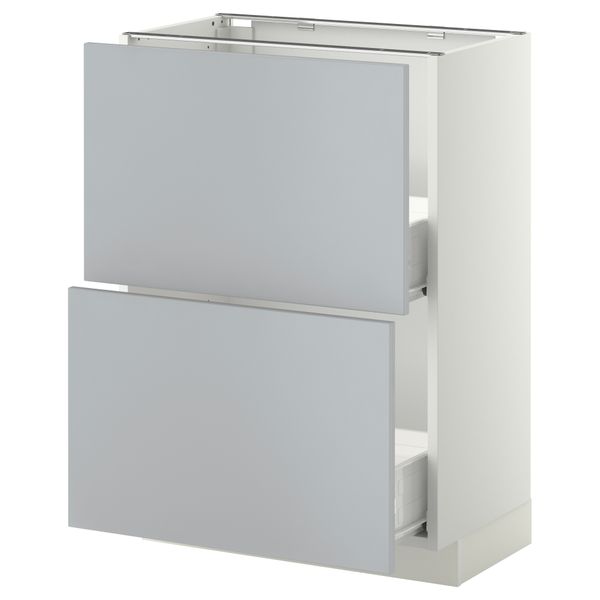 Напольный шкаф с 2 ящиками МЕТОД / ФОРВАРА, белый, Веддинге серый - схема-чертеж с размерами