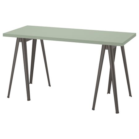 Письменный стол, 140x60 см, светло-зеленый, темно-серый IKEA LAGKAPTEN ЛАГКАПТЕН, NÄRSPEL НЭРСПЕЛЬ 694.782.97