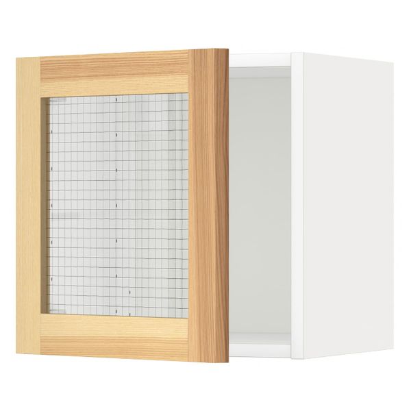 Навесной шкаф со стеклянной дверцей, белый/Торхэмн ясень 40x40 см IKEA METOD МЕТОД 494.470.42 - фото 1