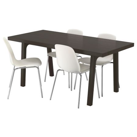 Стол и 4 стула ВЭСТАНБИ/ВЭСТАНО / ЛЕЙФ-АРНЕ, темно-коричневый, белый (170 см)