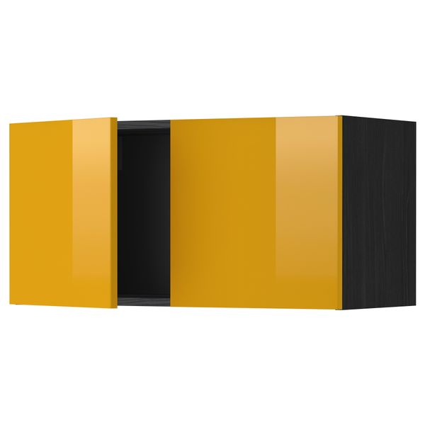 Навесной шкаф с 2 дверями МЕТОД, черный, Ерста желтый (80x40 см) - схема-чертеж с размерами