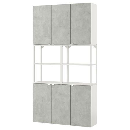 Комбинация для хранения, 120x32x225 см, белый, под бетон IKEA BEGIVENHET БЕГИВЕНХЕТ 793.314.41