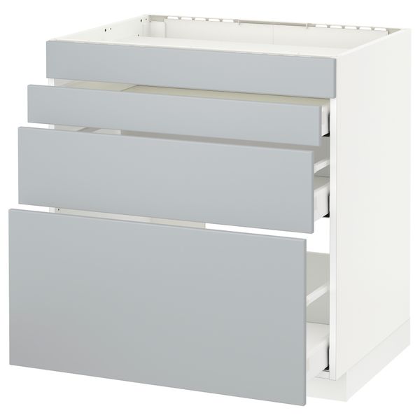 Напольный шкаф для духовки, 4фасада, 3 ящика МЕТОД / МАКСИМЕРА, белый, Веддинге серый - схема-чертеж с размерами