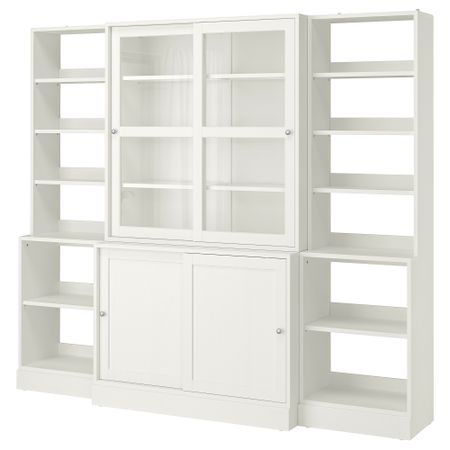 Комбинация с раздвижными дверьми, 243x47x212 см, белый IKEA HAVSTA ХАВСТА 192.752.35