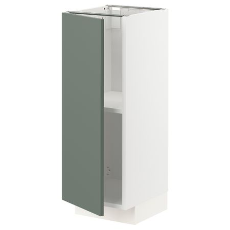 Напольный шкаф с полками, белый, Bodarp серо-зеленый, 30x37 см IKEA METOD МЕТОД 294.547.12