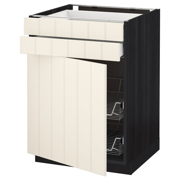 Напольный шкаф, дверца, 2 ящика, проволочных корзин МЕТОД / МАКСИМЕРА, черный, Хитарп белый с оттенком - схема-чертеж с размерами