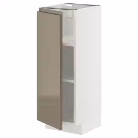 METOD Напольный шкаф с полками - белый/Voxtorp глянцевый темный серо-коричневый 30x37 см