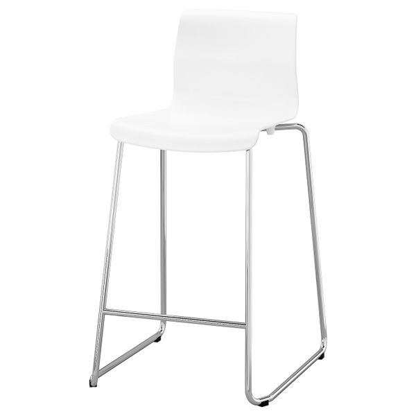 Стул барный, белый/хромированный 66 см IKEA GLENN ГЛЕН 104.141.08 - фото 1