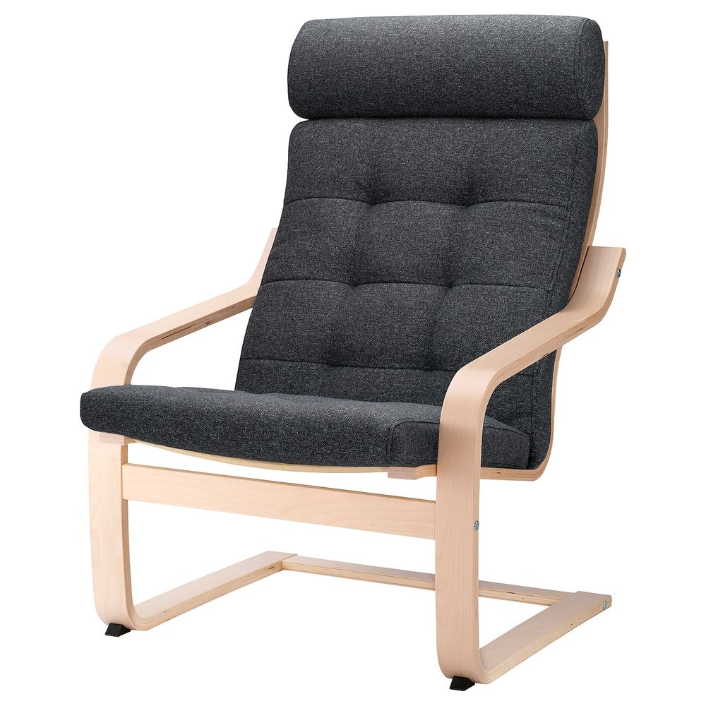 Кресло, березовый шпон/Гуннаред темно-серый IKEA POÄNG ПОЭНГ 894.372.20 - фото 1