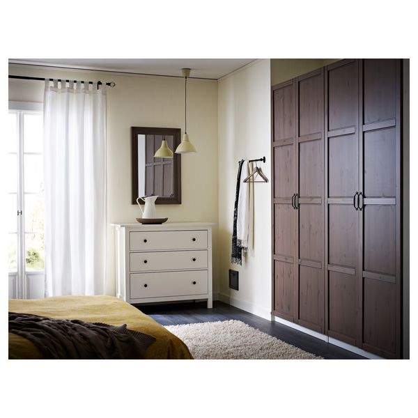 HEMNES Комод с 3 ящиками - белая морилка 108x96 см - фото 6