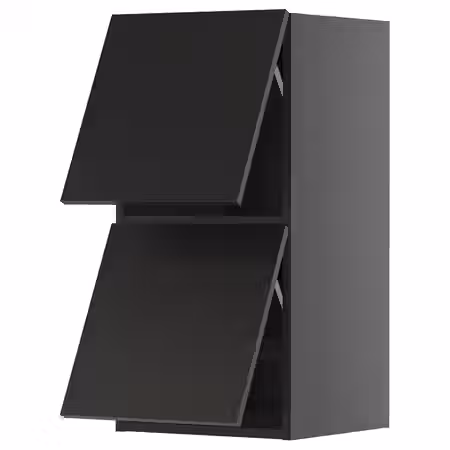 METOD Навесной шкаф/2 дверцы, горизонтал - черно-серый/Nickebo матовый антрацит 40x80 см