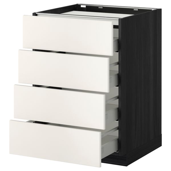Напольный шкаф, 4 фронтальных панели, 4 ящика МЕТОД / МАКСИМЕРА, черный, Веддинге белый - фото 1
