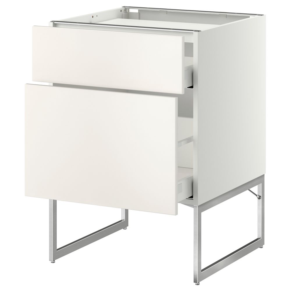 Напольный шкаф, 2 фронтальных панели, 3 ящика МЕТОД / МАКСИМЕРА, белый, Веддинге белый - схема-чертеж с размерами