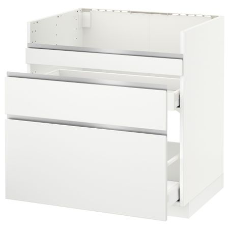 Напольный шкаф под мойку ДУМШЁ, 3 фасада, 2 ящика МЕТОД / МАКСИМЕРА, белый, Нодста белый
