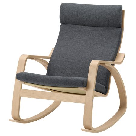 Кресло-качалка, дубовый шпон, беленый/Хили темно-серый IKEA POÄNG ПОЭНГ 793.987.71
