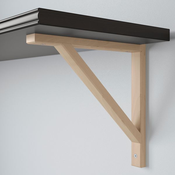 Полка навесная, коричнево-чёрный, береза, 120x32 см IKEA БЕРГСХУЛЬТ / ЭКБИ ВАЛЬТЕР 092.906.51 - схема-чертеж с размерами