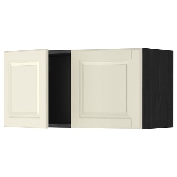 Навесной шкаф с 2 дверями МЕТОД, черный, Будбин белый с оттенком (80x40 см) - схема-чертеж с размерами