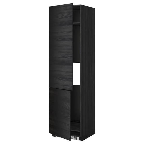 Высокий шкаф для/холод/мороз/2дверцы, черный, Тингсрид черный 60x60x220 см IKEA МЕТОД 192.330.52 - схема-чертеж с размерами