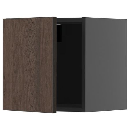 METOD Навесной шкаф - черно-серый/Sinarp коричневый 40x40 см