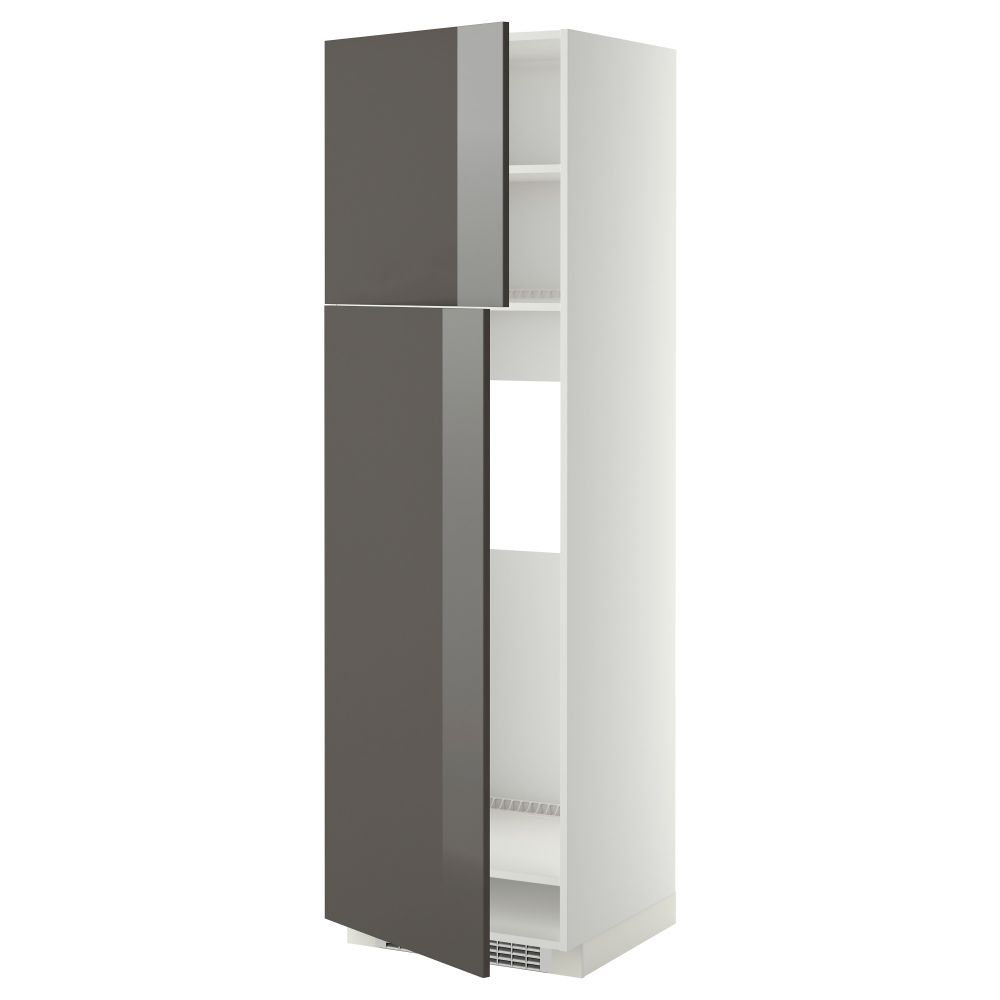 Высокий шкаф для холодильника, 2 дверцы МЕТОД, белый, Рингульт серый - схема-чертеж с размерами