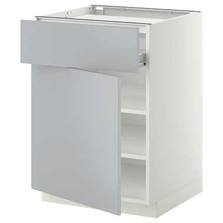 Напольный шкаф для варочной панели, ящик, полка, дверцы МЕТОД / ФОРВАРА, белый, Веддинге серый