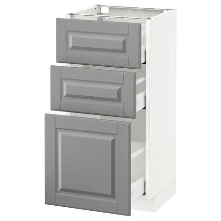 Напольный шкаф с 3 ящиками, белый/Будбин серый 40x37 см IKEA METOD МЕТОД / MAXIMERA МАКСИМЕРА 992.327.27