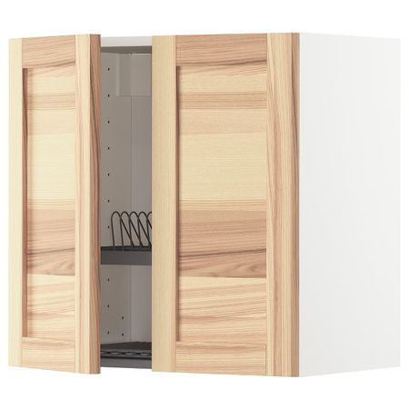 Навесной шкаф с сушилкой/2дверцы, белый/Торхэмн ясень 60x60 см IKEA METOD МЕТОД 994.467.66