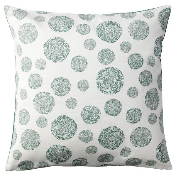 Чехол на подушку, бел/зелен, 50x50 см IKEA ТРОДПАЛЬМ 504.094.97 - фото 1