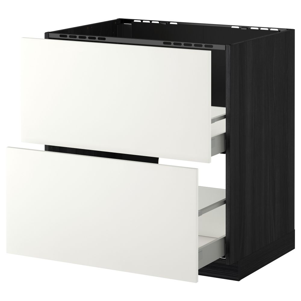 Напольный шкаф под мойку + 2 фронтальных панели, 2 ящика МЕТОД / МАКСИМЕРА, черный, Хэггеби белый - схема-чертеж с размерами