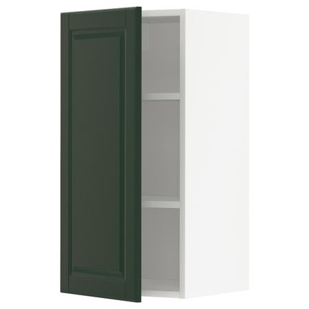 Шкаф навесной с полкой, белый/Будбин темно-зеленый 40x80 см IKEA METOD МЕТОД 393.122.32