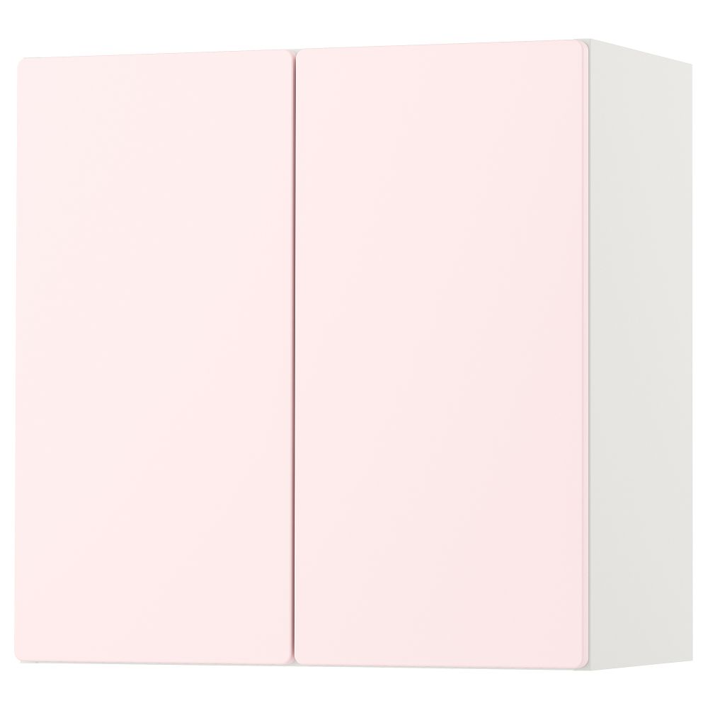 Навесной шкаф, 60x32x60 см, белый бледно-розовый с 1 полкой IKEA SMÅSTAD СМОСТАД 793.899.41 - фото 1