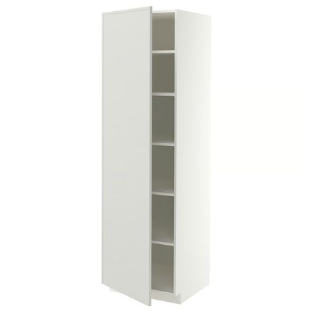METOD Высокий шкаф с полками - белый/Aspudden светло-серый 60x60x200 см