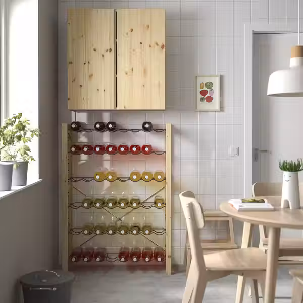 IVAR 1 секция/полки д/бутылок - сосна/серый 89x30x124 см - фото 2