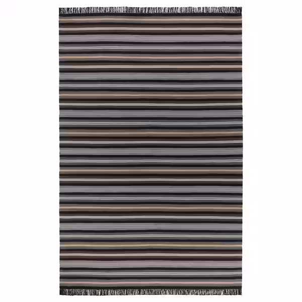 RÅVAROR Ковер, безворсовый - ручная работа чёрный/коричневый серый 170x240 см - фото 1