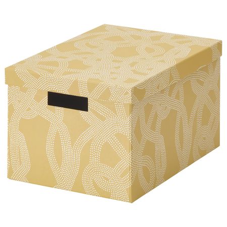 Коробка с крышкой, с рисунком/желтый 25x35x20 см IKEA TJENA ТЬЕНА 005.117.46