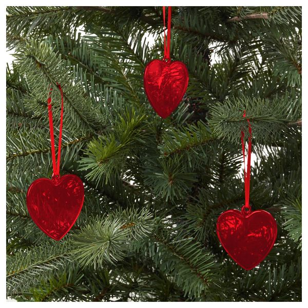 Украшение подвесное ВИНТЕР 2017, стекло, сердце красный - схема-чертеж с размерами